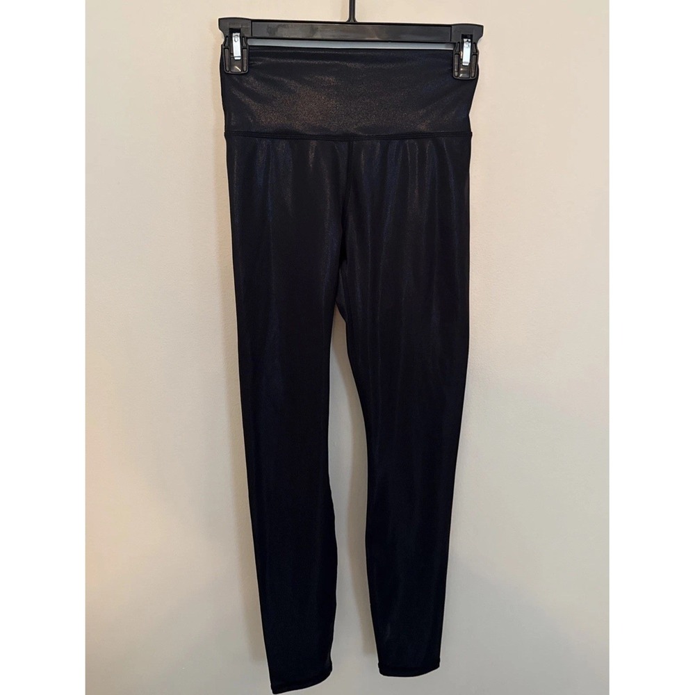 Fabletics Leggings Womens XS Black Shimmer High Waisted Moto Shiny‎ Stretch Gym